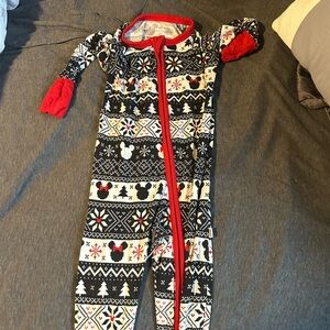 Little Sleepies Mickey Mouse Holiday Footie - Black, Red, White